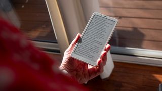Looking at the Onyx Boox Palma's E-Ink display in sunlight